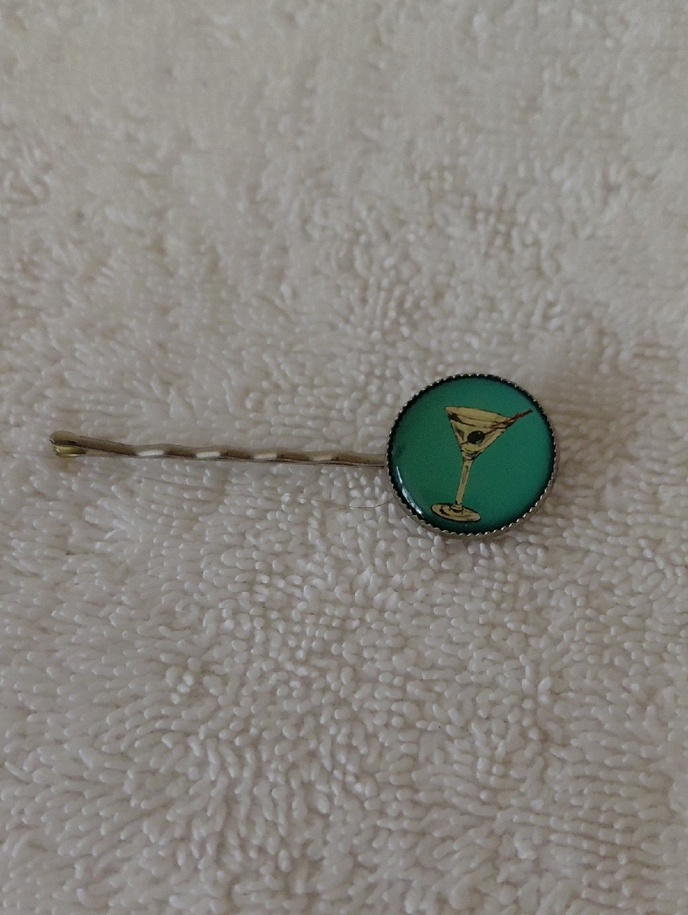 Martini Glass Teal Hair Pin - Women Accessories